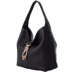 Dooney & Bourke Lucca Pebbled Black Leather Hobo Lock Hook Bag